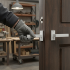 Premium Square Rose Lever Door Handle Set - Matt White Finish with Magnetic Latch or Bathroom Lock - Image 2