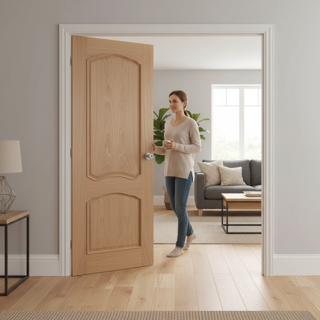 Premium Fully Finished Oak Door with Engineered Construction and Real Oak Veneer for Traditional Homes