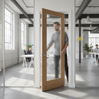 Premium Oak Internal Fully Finished Pattern 10 Reeded Glass Door with Toughened Safety Glass and Lifetime Guarantee