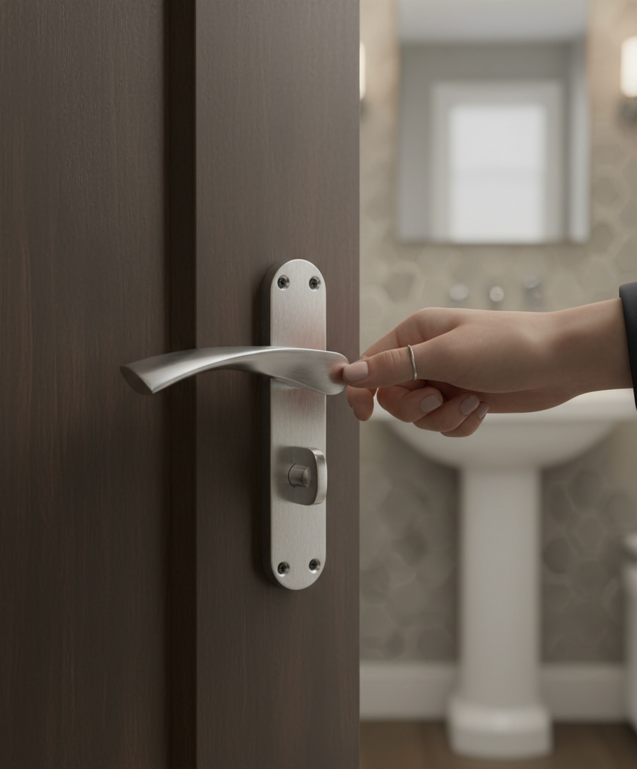 Premium Bathroom Lock with Lever Handle on Backplate - Multiple Variations Available for Enhanced Security and Accessibility