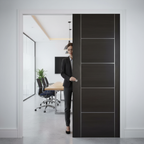 Premium Dark Grey Laminate Telescopic Pocket Door System with Five Panels, Maintenance-Free Track, and 15-Year Guarantee