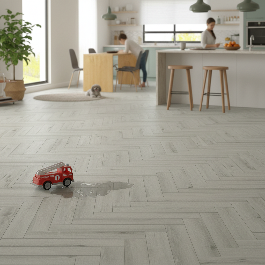Premium Herringbone Vinyl Flooring 5mm Anti-Microbial UV Coated with Rigid Core for High-Traffic Areas - Image 2