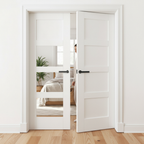 Internal White Primed Shaker 4 Panel Pair Door Set - Classic Design with Minimalist Elegance and 35mm Thickness - Image 2