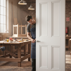 Premium White Internal Door with Four Rectangular Panels, Solid Engineered Core, and Customizable Sizing Options