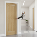 Premium Oak Internal Door with Aluminium Inlays - Fully Finished with A-Grade American White Oak Veneer
