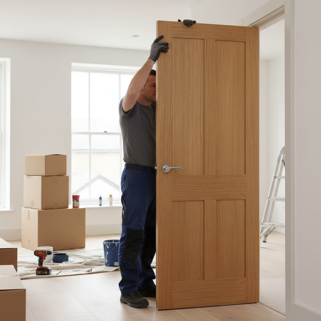 Premium Internal 4 Panel Oak Door with Engineered Solid Core for Stability and Modern Elegance