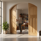 Premium Double Pocket Door Set with American White Oak Veneer, Smooth Gliding Mechanism, and Versatile Design Options