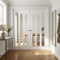 Internal French Door with 3 Light Obscure Glass, White Primed, Solid Core