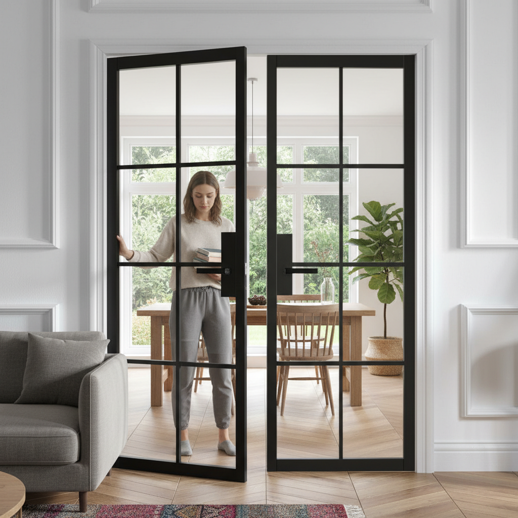 Premium 8L Clear Glazed Door Pair with Urban Design and Solid Engineered Core for Modern Homes