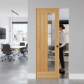 Premium Clear Glazed Flush Pocket Door Set with No Bottom Track, Space-Saving Design, and Adjustable Features