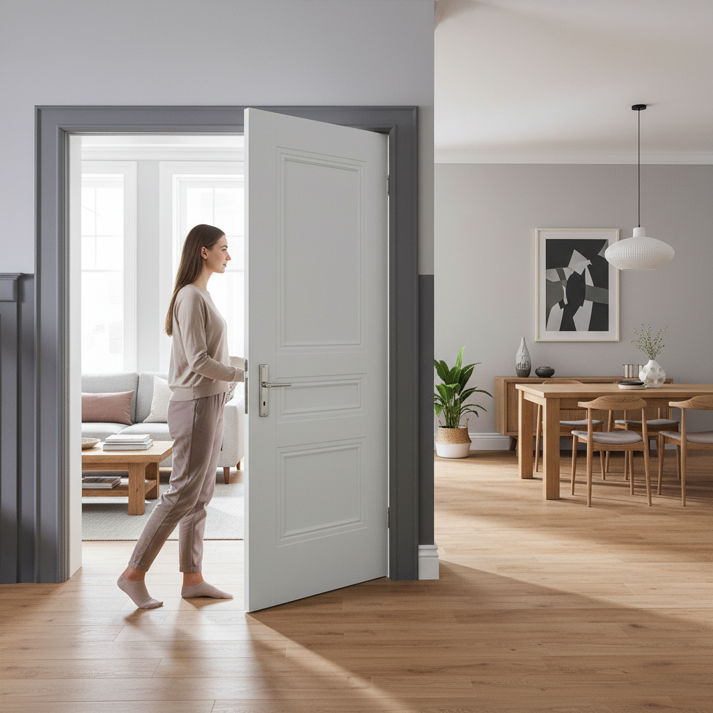 Internal White Primed Elegance Henley 3 Pair Door Set with Three-Panel Design and 35mm Thickness for Modern Interiors -...