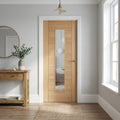 FD30 Fire Door, Internal Oak, Fully Finished, 1 Light Clear Glass, Solid Core