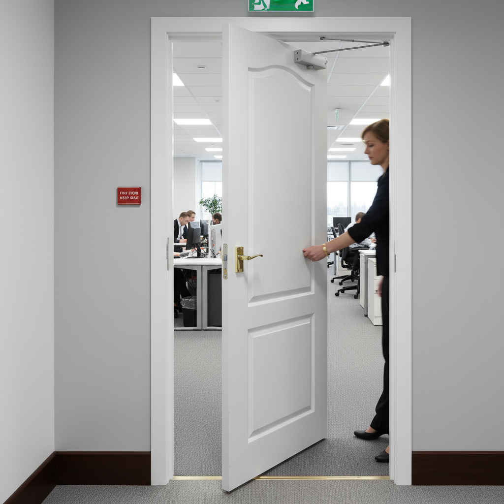 Premium White Primed FD30 Internal Fire Door - Moulded Two Panel Design with Curved Edges and Grained Effect