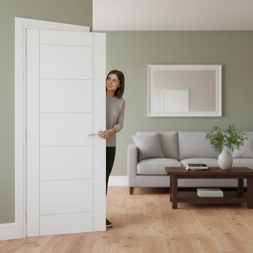 Premium Internal White Primed Seville Door - Contemporary Style, Solid Core, and 30mm Trimming Allowance