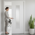 Premium Contemporary Interior Door with V Grooves and Semi-Solid Core, Primed for Easy Customization