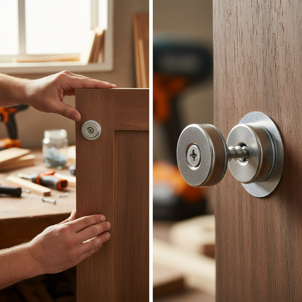 Premium 24mm Flush Mounted Countersunk Magnetic Catch - Satin Stainless Steel Finish for Secure Door Closure