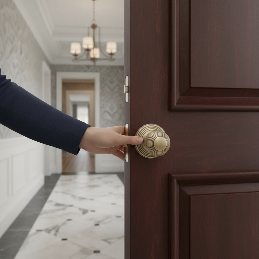 Round Reeded Mortice Fire Door Knob Set with Antique Brass Finish and 10-Year Mechanical Guarantee for Safety and Style -...
