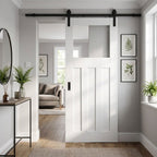 Internal White Sliding Door, Primed Finish, 4mm Clear Glass, Solid Core