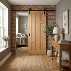 Internal Oak Sliding Door, Fully Finished, Stamford 5 Panel, Black Top Mounted