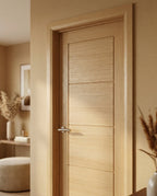 FD30 Rated Internal Fire Door in Blonde Oak with Fully Finished Laminate - detail view