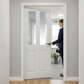 Premium Internal Moulded Flush Door with Etched Safety Glass - Smooth White Primed Finish and Standard Core Construction