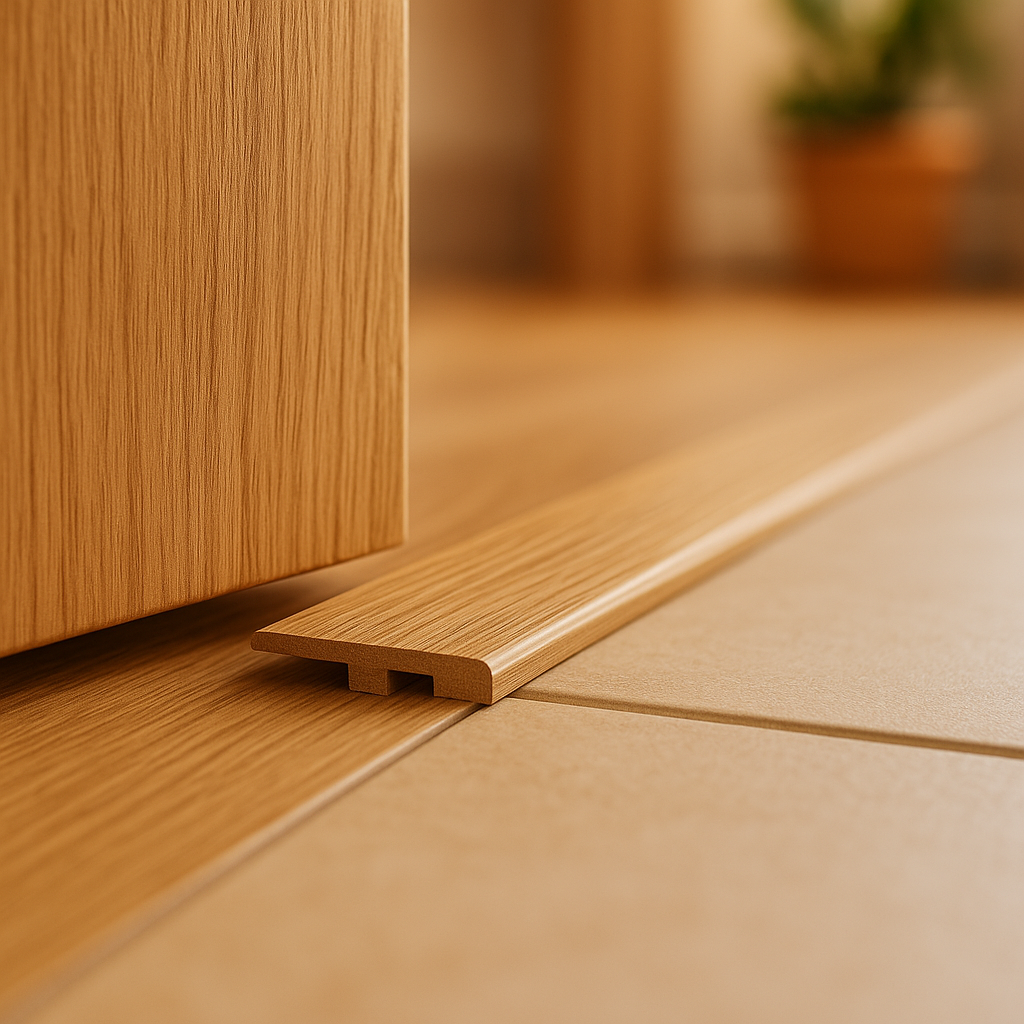 1m Laminate End Door Profile in Light Oak Finish - detail view