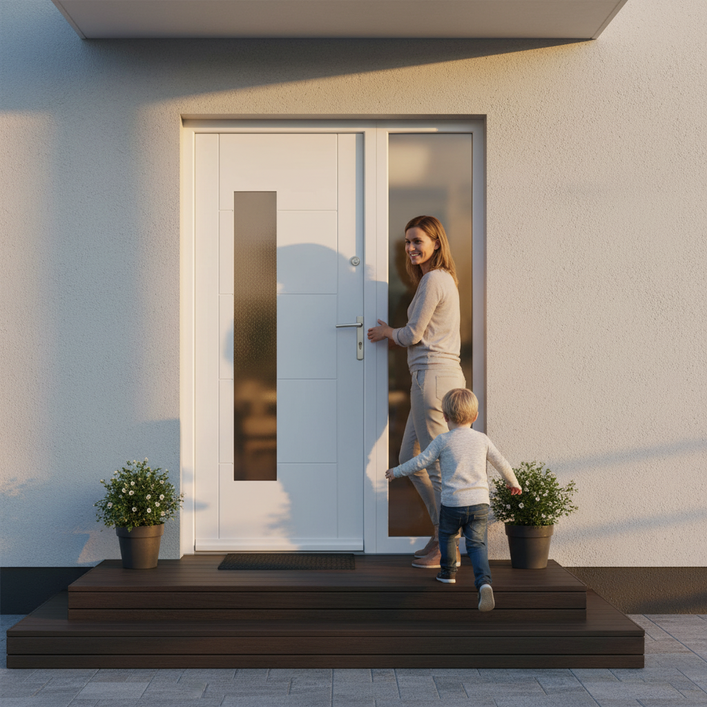 External White Painted Composite Door with Obscure Glass - Durable, Customisable, and Elegant Design - Image 2