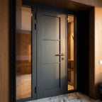 FD30 Fire Door, Internal, Fully Finished, 3 Panel, Jet Black, Softwood Core - detail view