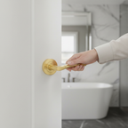 Premium Round Rose Lever Bathroom Handle Set with Satin Brass Finish for Luxurious Decor - Image 2