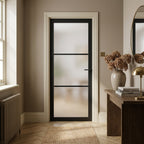 Internal Jet Black Door with 3 Light Obscure Glass, Fully Finished