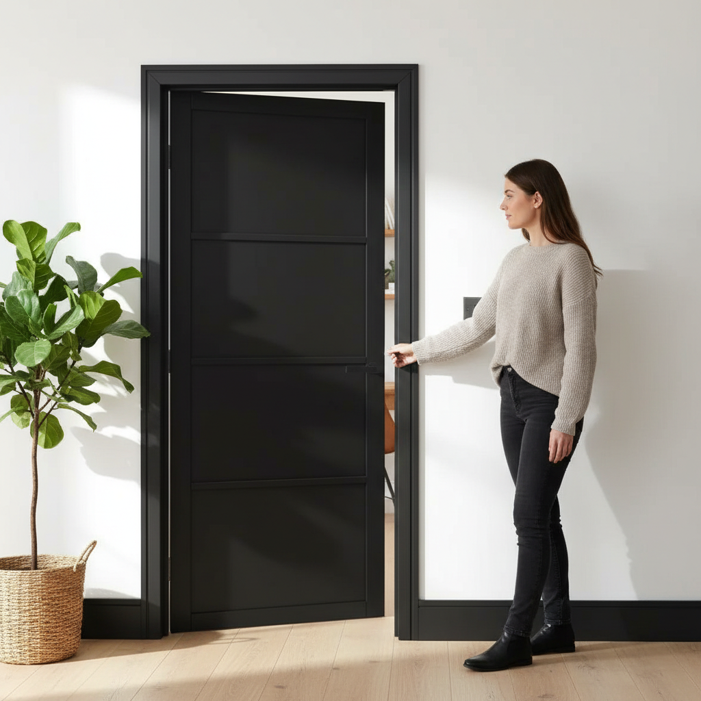 Premium Industrial Style Internal Door with Solid Engineered Core and Sleek Black Finish