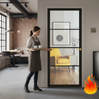 Premium Custom Made Industrial Style Extra Slim 4L Fire Door with 30 Minutes Fire Rating and Clear Glass