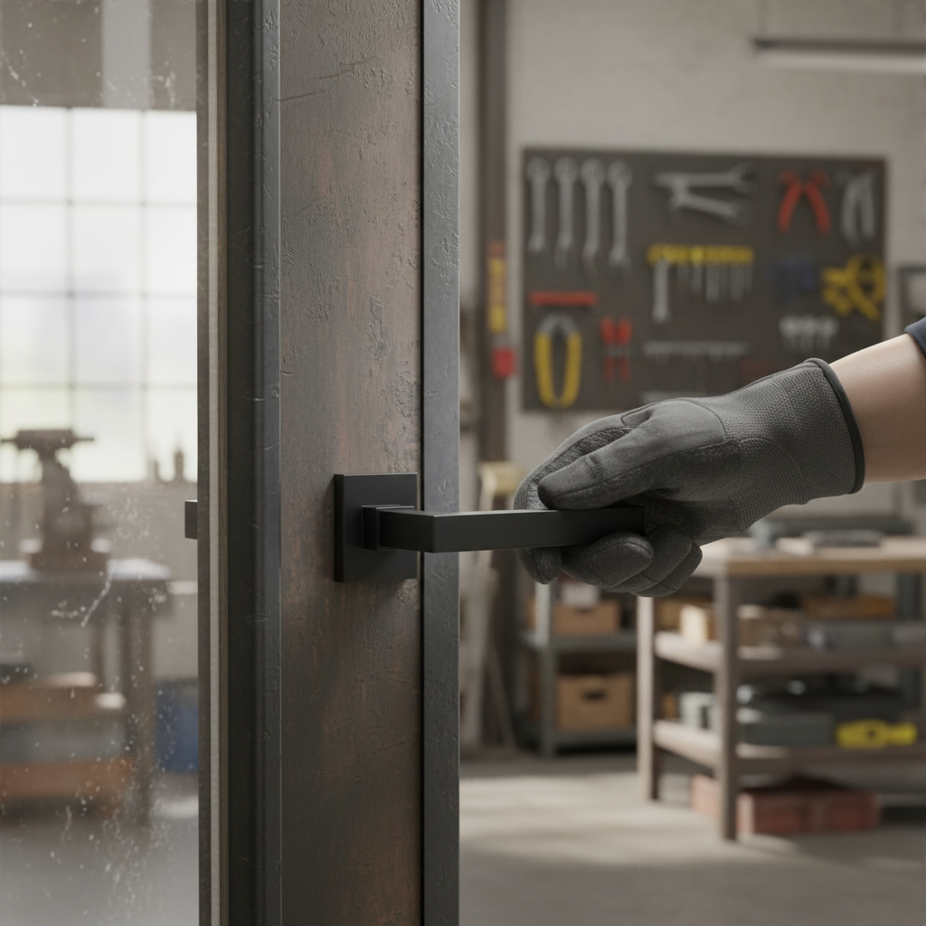 Premium Matt Black Interior Door Handle with Rectangular Sprung Rose for Industrial Style Decor