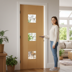 Premium Oak Glazed Internal Door with Clear Glass Panels - Engineered Construction for Durability and Style