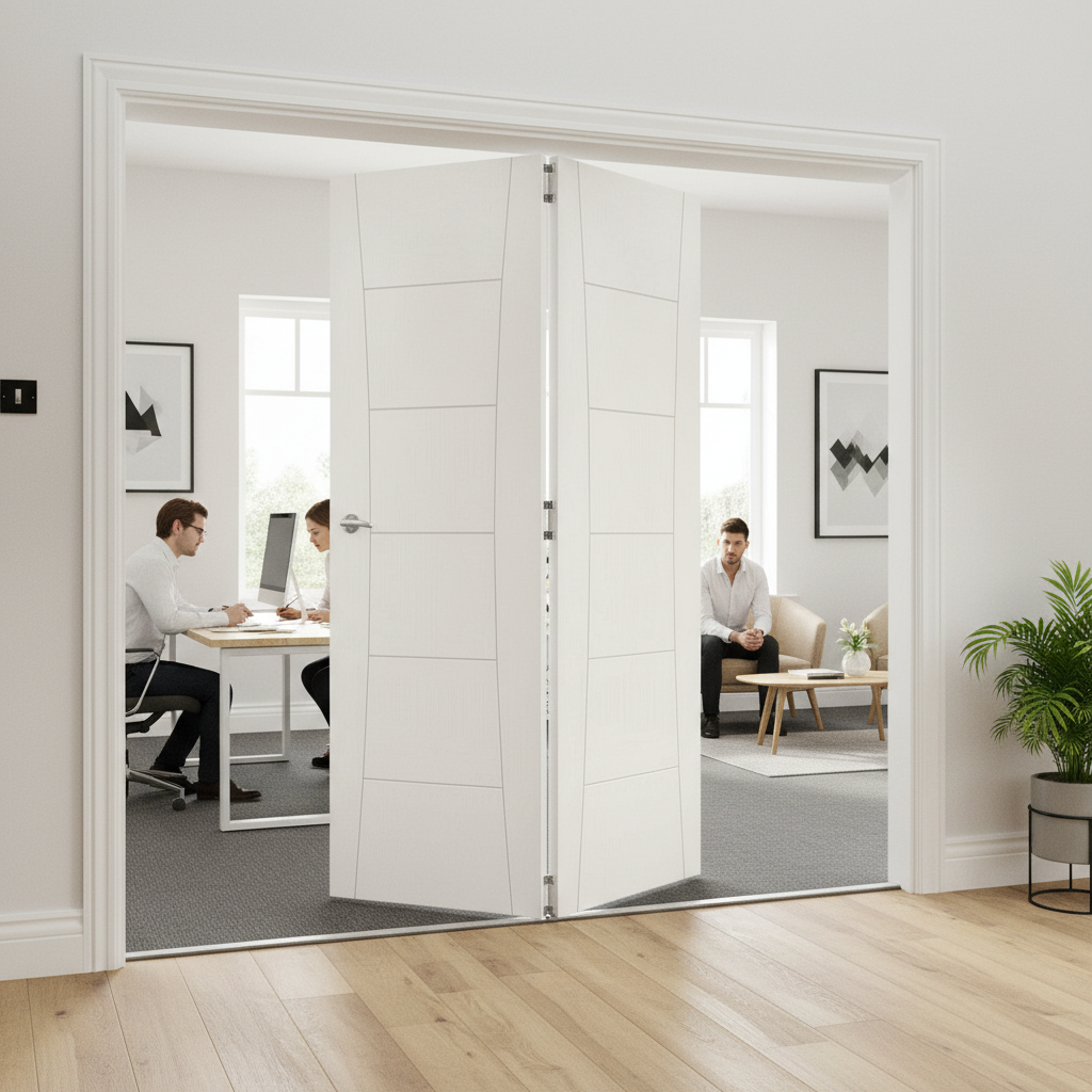 Premium Bi-Folding White Room Divider with Top Hung System - Custom Configurations Available