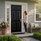 Premium 6 Panel Composite External Door - Black and White GRP with Low Maintenance and Thermal Efficiency Features