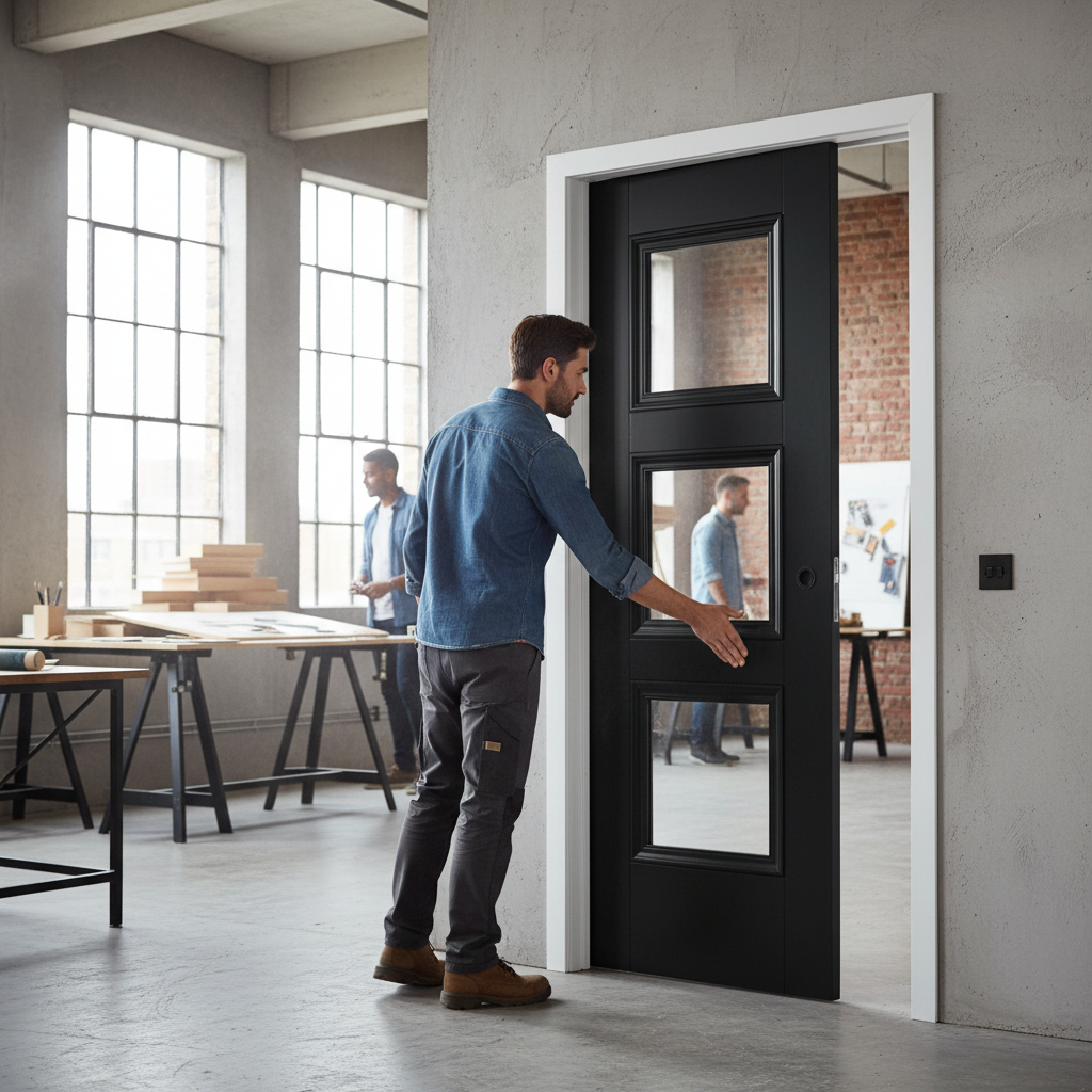 Premium 3L Glazed Pocket Door Set with Galvanised Steel Frame and Adjustable Jambs for Stylish Home Interiors