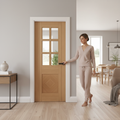 Premium Internal Oak Clear Glazed Door with Bevelled Glass Panels and Solid Core Design for Elegance and Natural Light