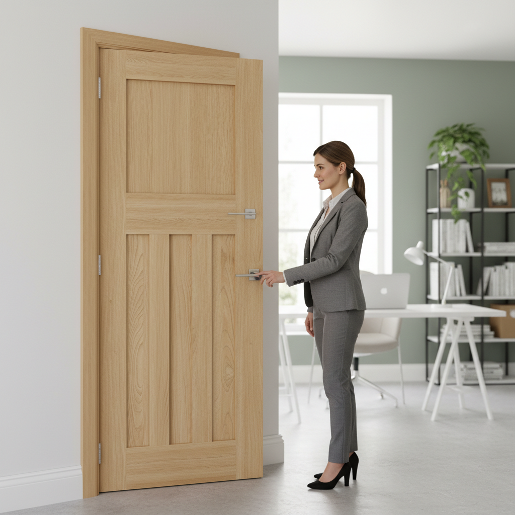 Premium Internal Oak Door with Shaker Style Design, Solid Core, and Custom Sizes Available