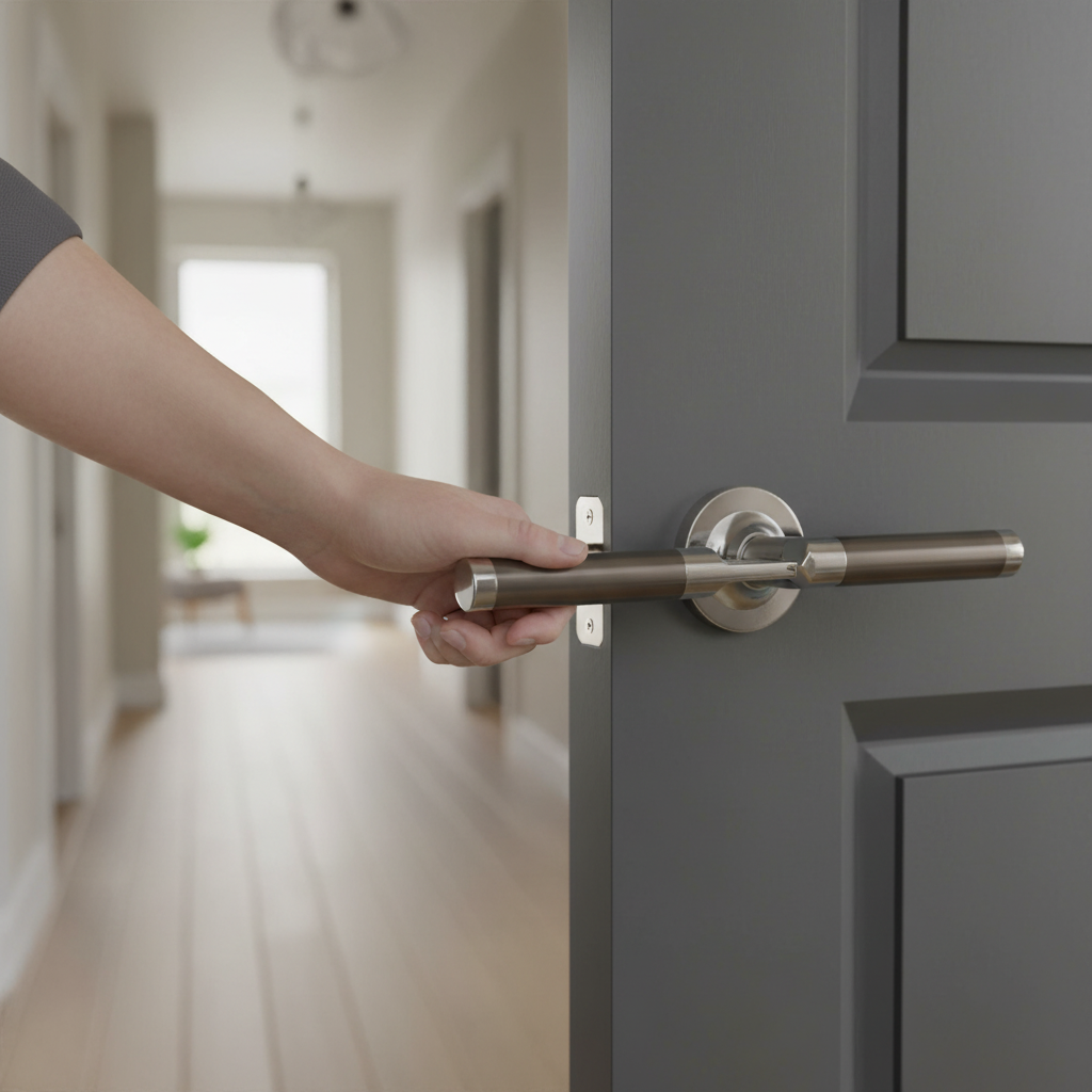 Premium Round Lever Door Handle Set with Two-Tone Finish and Ball Bearing Hinges for Fire Door Applications - Image 2