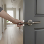 Premium Round Lever Door Handle Set with Two-Tone Finish and Ball Bearing Hinges for Fire Door Applications - Image 2
