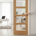Premium Unfinished Internal Shaker Door with 4 Clear Glass Panes, Solid Engineered Core, Ideal for Modern Spaces