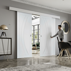 Premium Double Sliding Door System with White Pelmet for Internal Doors - Suitable for 35-50mm Thick Doors