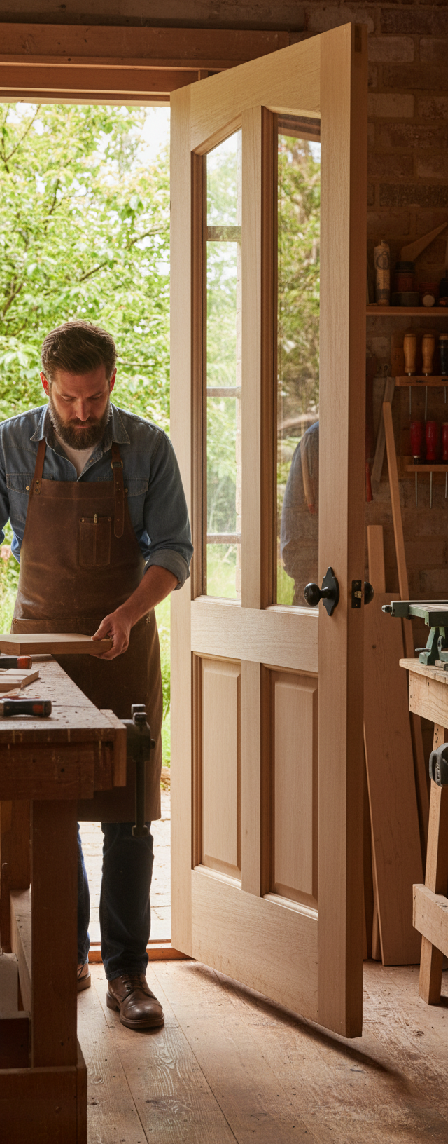 Premium Unglazed External Door with Curved Top Twin Light Design and Raised Panels