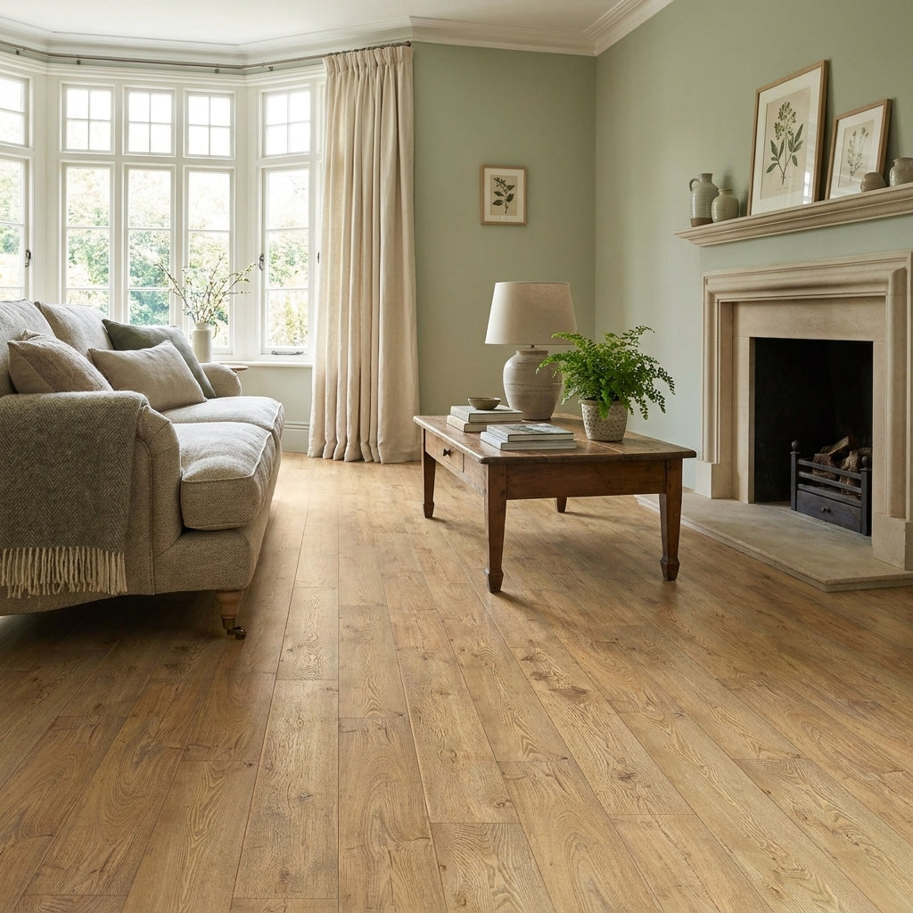 10mm Tawny Chestnut Handscraped Moisture Resistant Laminate Flooring