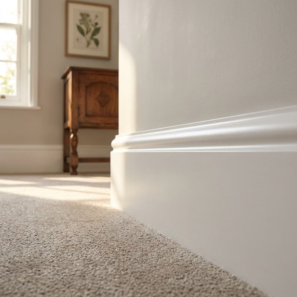 Decorative Medium Beading - White Painted - 2.4m Length - detail view