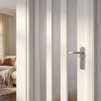 Internal White Door with 3 Light Obscure Glass, Primed Finish - detail view