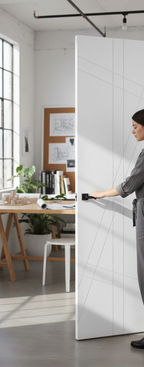 Premium White Internal Door with Solid Engineered Core, Contemporary Design, and Customizable Trimming Options