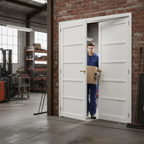Premium White 5 Panel Industrial Style Door Pair with Solid Core and Easy Installation