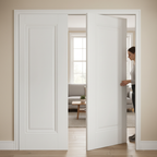 Premium Telescopic Pocket Door System with Decorative Beading, Maintenance-Free Track, and Adjustable Doorstop for Elegant Spaces